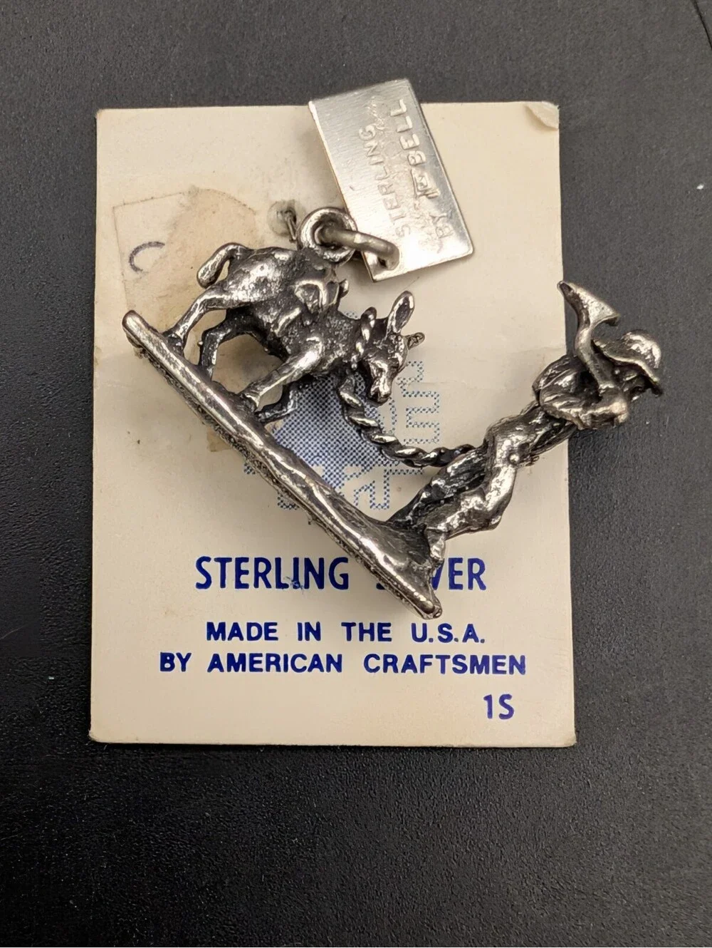 Vintage Bell Trading Post Sterling Silver Prospector & Donkey Charm California